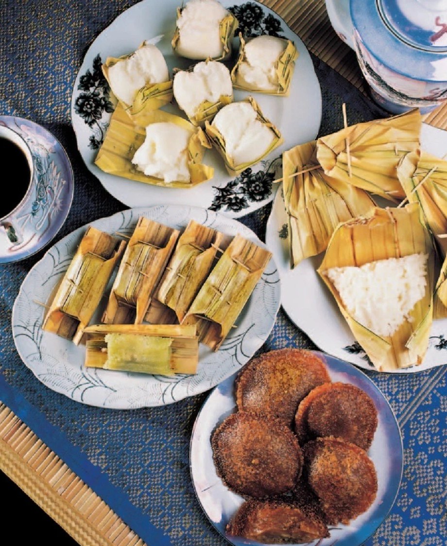 Traditional Brunei specialities served on banana leaves